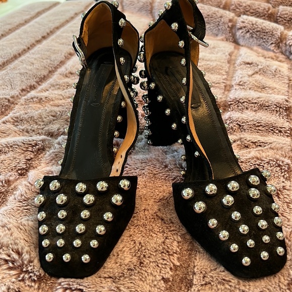 Alexander Wang Shoes - Alexander Wang Black Suede Studded Block Heel Ankle Strap Sandals size 6